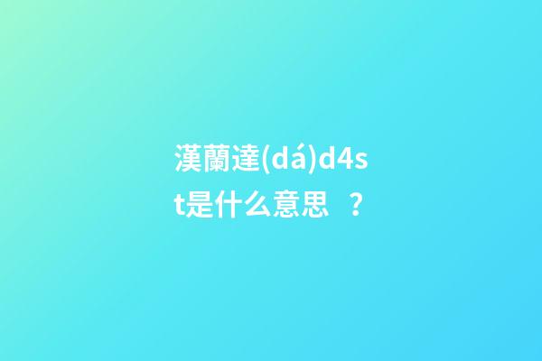 漢蘭達(dá)d4st是什么意思？